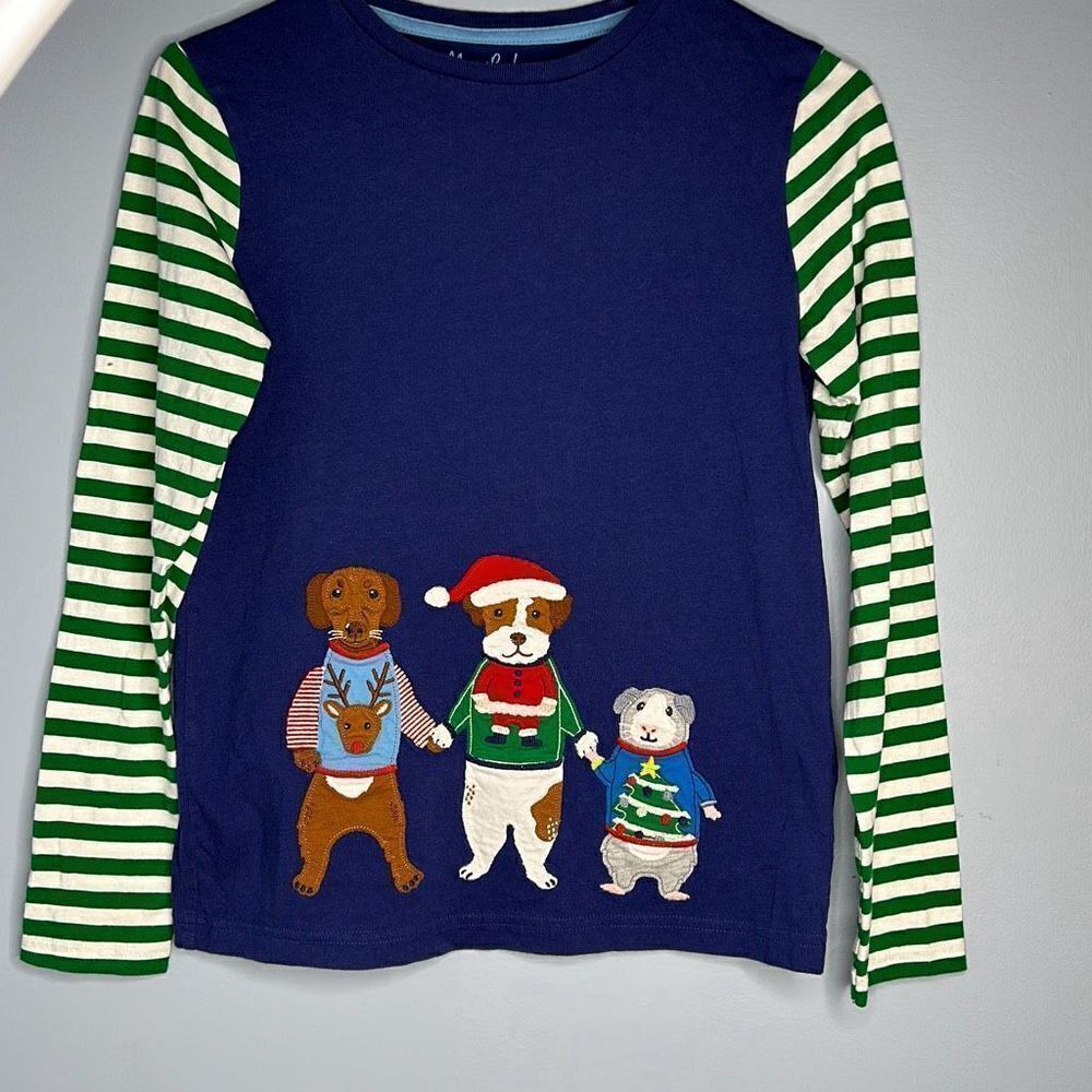 Mini Boden Christmas Animal Appliqué Shirt 11-12